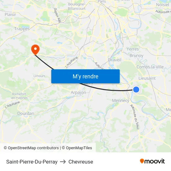 Saint-Pierre-Du-Perray to Chevreuse map