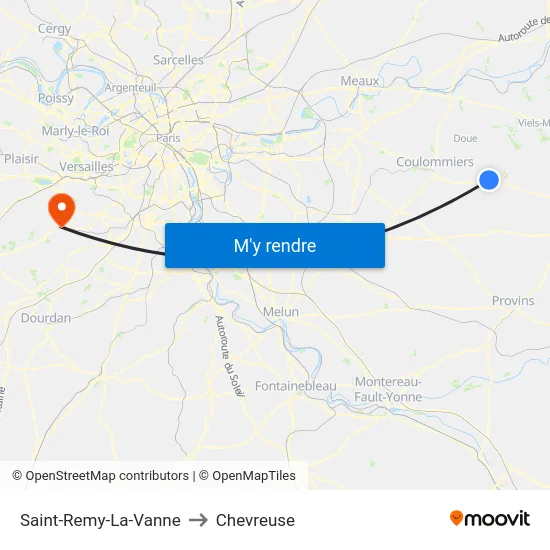 Saint-Remy-La-Vanne to Chevreuse map