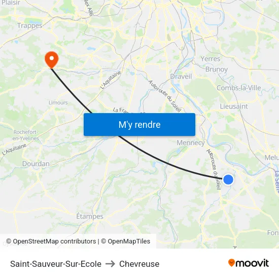 Saint-Sauveur-Sur-Ecole to Chevreuse map