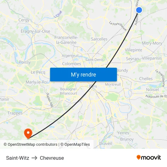 Saint-Witz to Chevreuse map