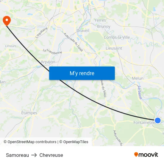 Samoreau to Chevreuse map