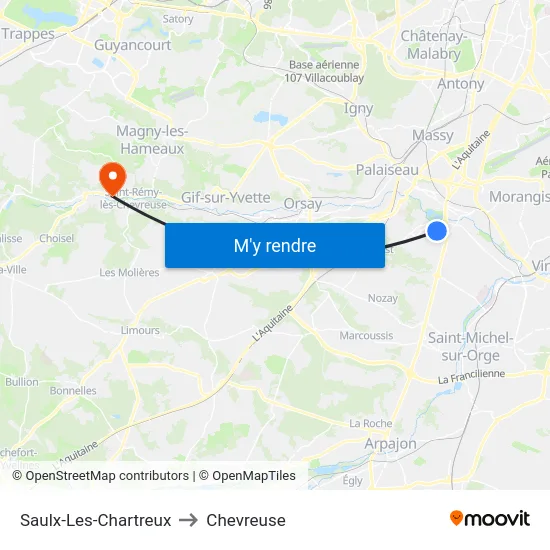 Saulx-Les-Chartreux to Chevreuse map