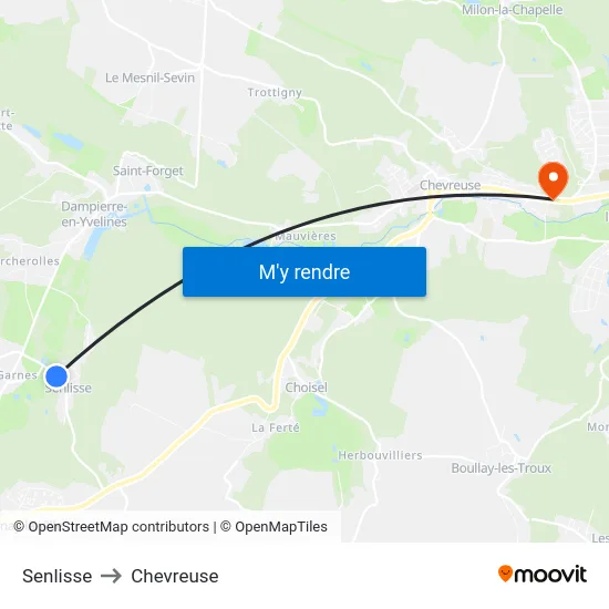 Senlisse to Chevreuse map