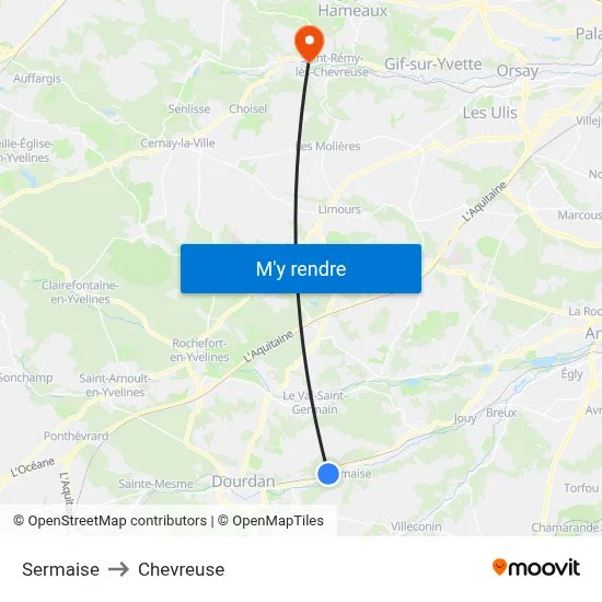 Sermaise to Chevreuse map