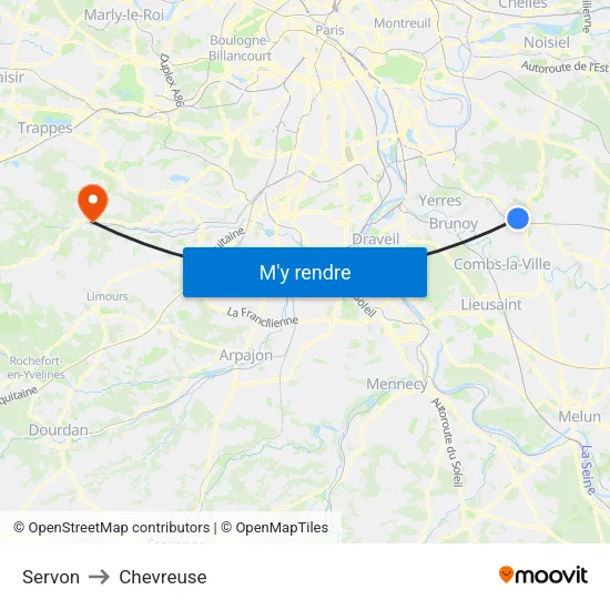 Servon to Chevreuse map