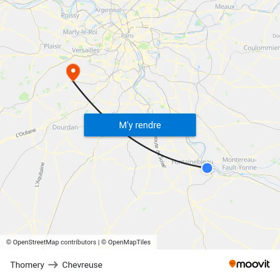 Thomery to Chevreuse map