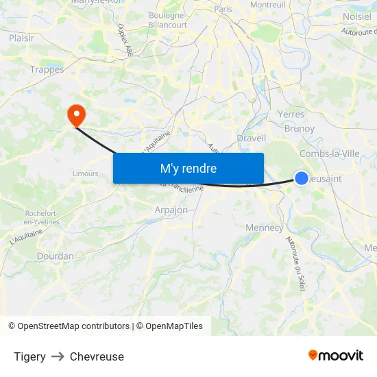 Tigery to Chevreuse map