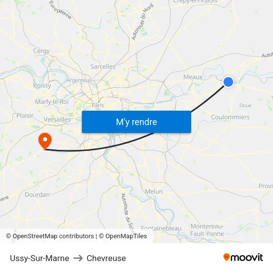Ussy-Sur-Marne to Chevreuse map