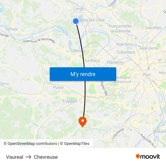 Vaureal to Chevreuse map