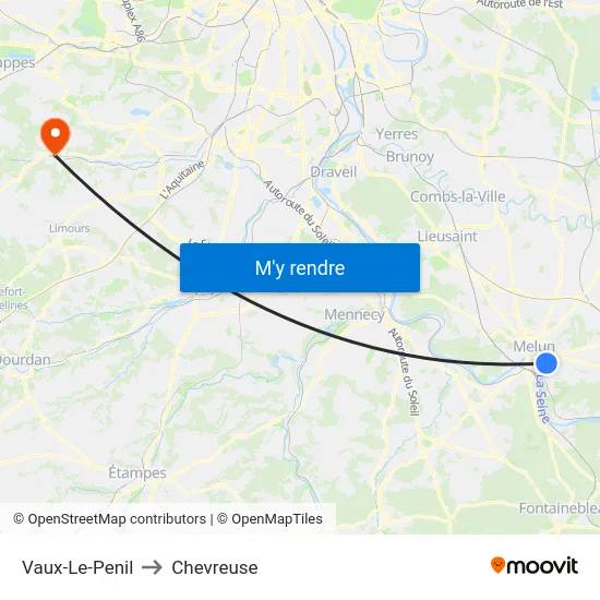 Vaux-Le-Penil to Chevreuse map