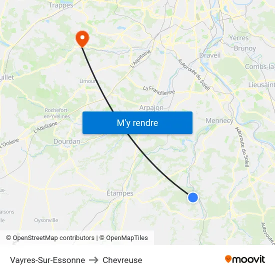 Vayres-Sur-Essonne to Chevreuse map