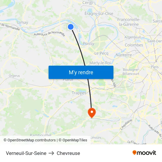 Verneuil-Sur-Seine to Chevreuse map