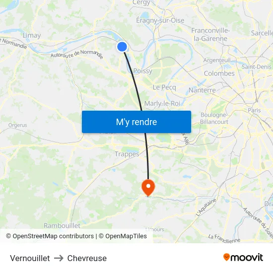 Vernouillet to Chevreuse map