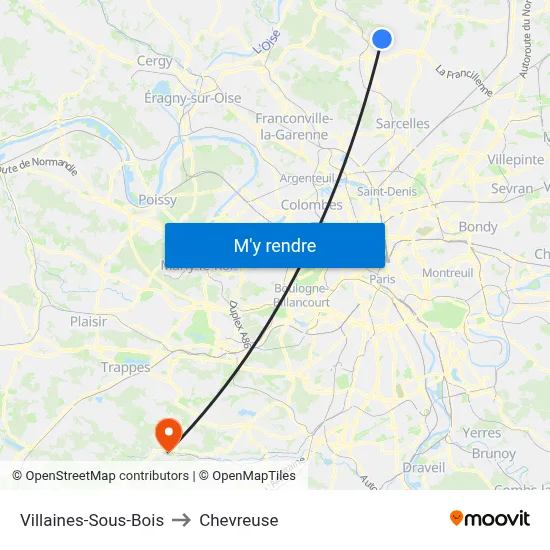 Villaines-Sous-Bois to Chevreuse map