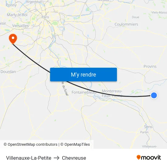Villenauxe-La-Petite to Chevreuse map
