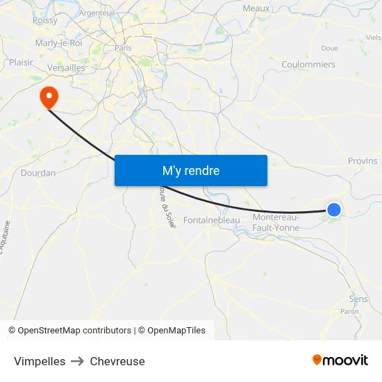 Vimpelles to Chevreuse map