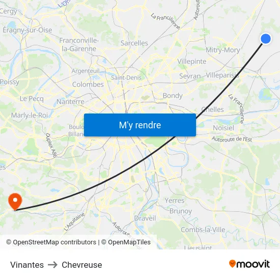 Vinantes to Chevreuse map
