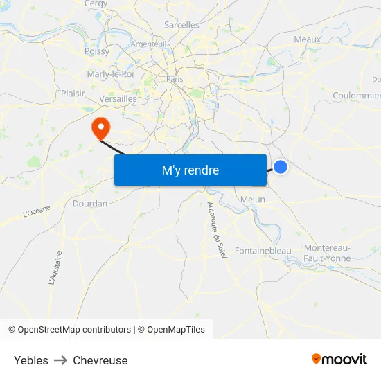 Yebles to Chevreuse map