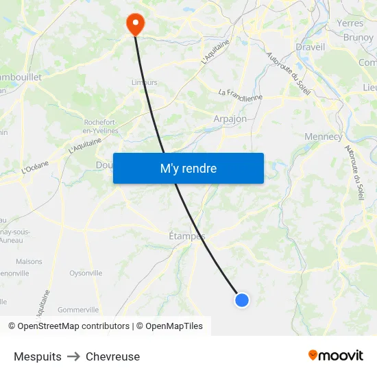 Mespuits to Chevreuse map