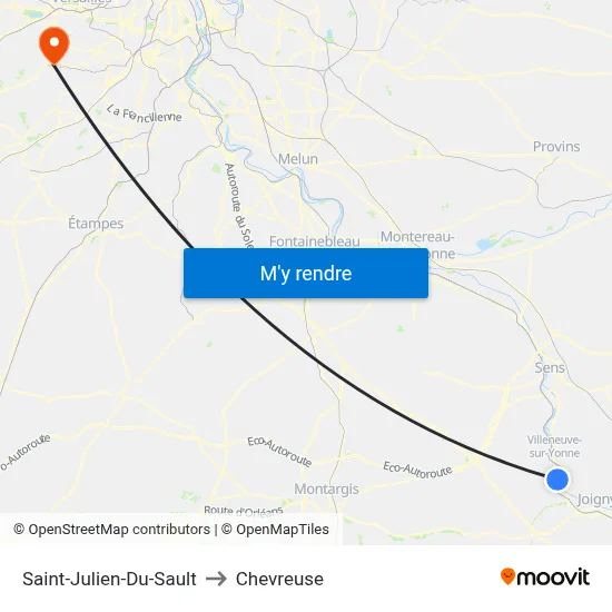 Saint-Julien-Du-Sault to Chevreuse map