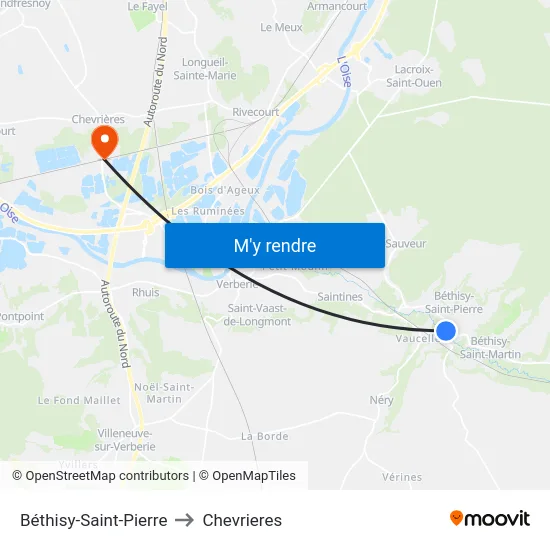 Béthisy-Saint-Pierre to Chevrieres map