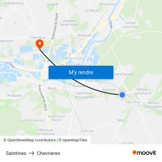 Saintines to Chevrieres map