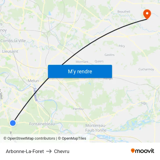 Arbonne-La-Foret to Chevru map