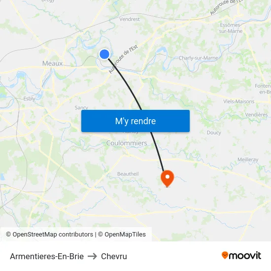 Armentieres-En-Brie to Chevru map