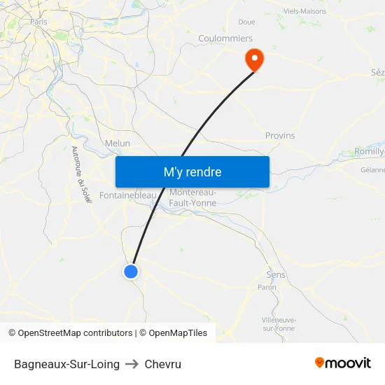 Bagneaux-Sur-Loing to Chevru map