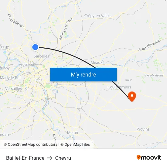 Baillet-En-France to Chevru map