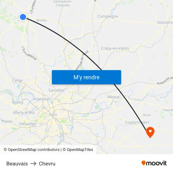 Beauvais to Chevru map