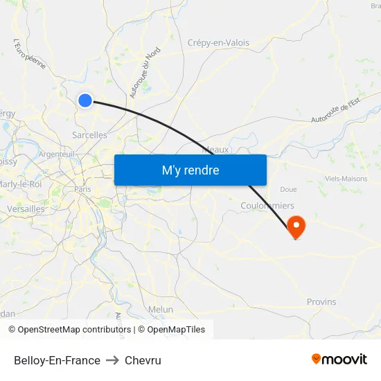 Belloy-En-France to Chevru map