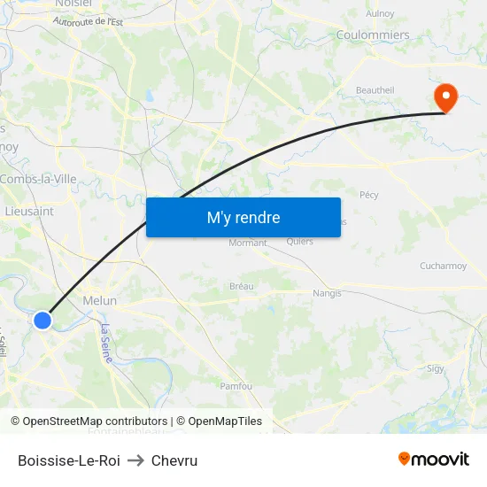 Boissise-Le-Roi to Chevru map