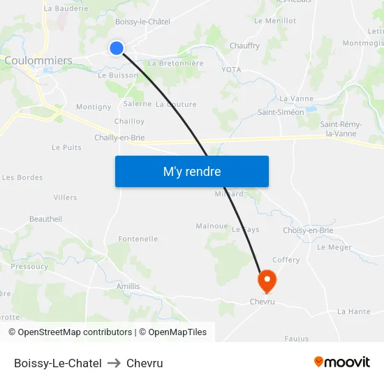 Boissy-Le-Chatel to Chevru map