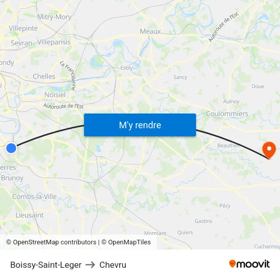 Boissy-Saint-Leger to Chevru map