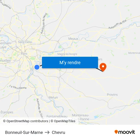 Bonneuil-Sur-Marne to Chevru map