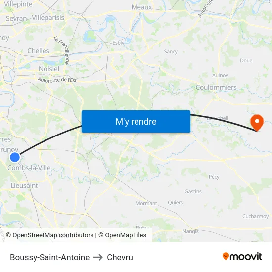 Boussy-Saint-Antoine to Chevru map
