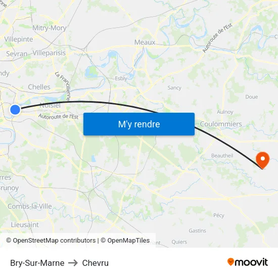 Bry-Sur-Marne to Chevru map