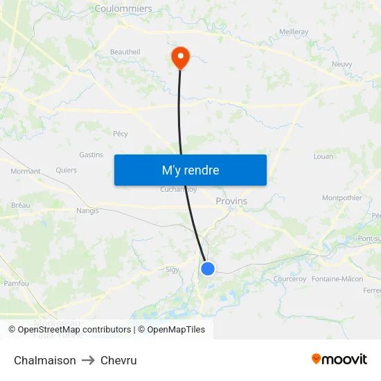 Chalmaison to Chevru map
