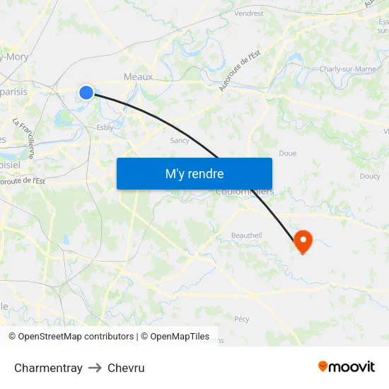 Charmentray to Chevru map