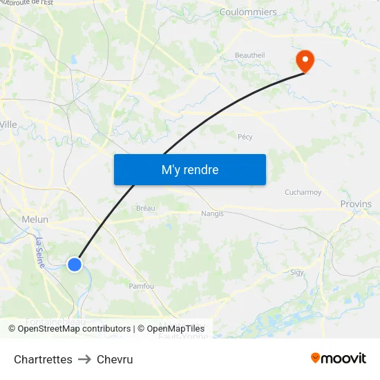 Chartrettes to Chevru map