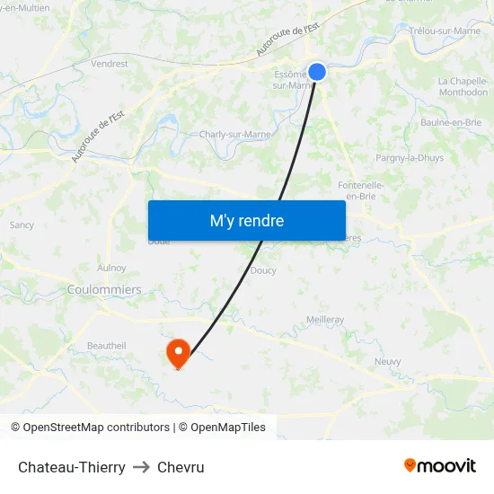 Chateau-Thierry to Chevru map