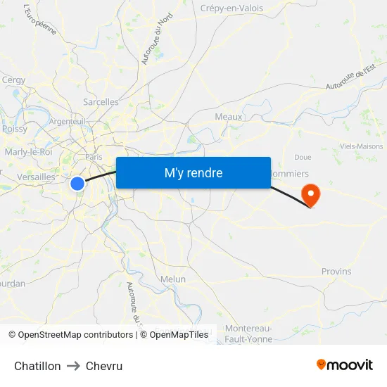 Chatillon to Chevru map