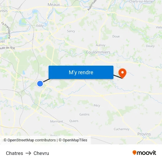 Chatres to Chevru map