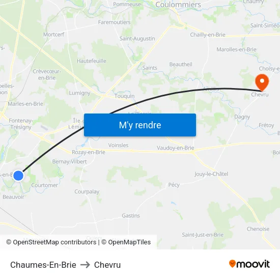Chaumes-En-Brie to Chevru map