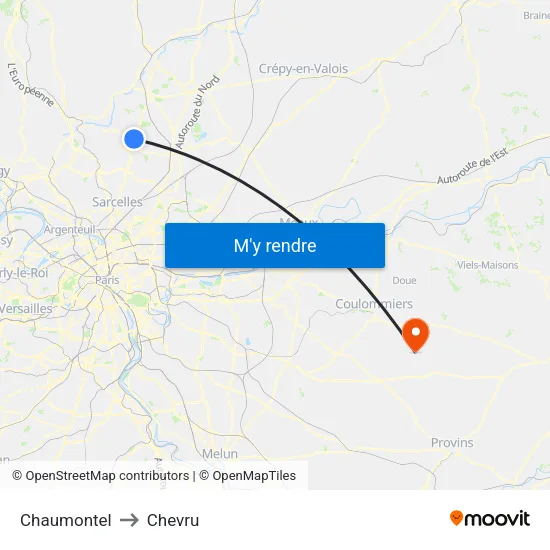 Chaumontel to Chevru map