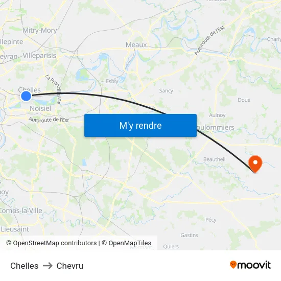 Chelles to Chevru map