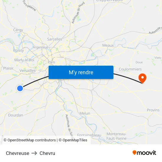 Chevreuse to Chevru map