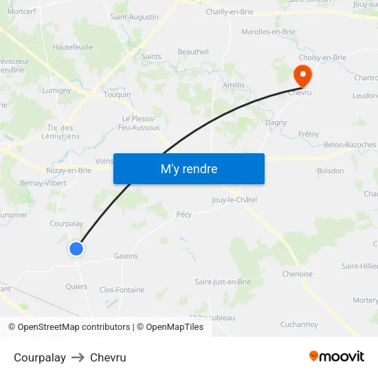 Courpalay to Chevru map