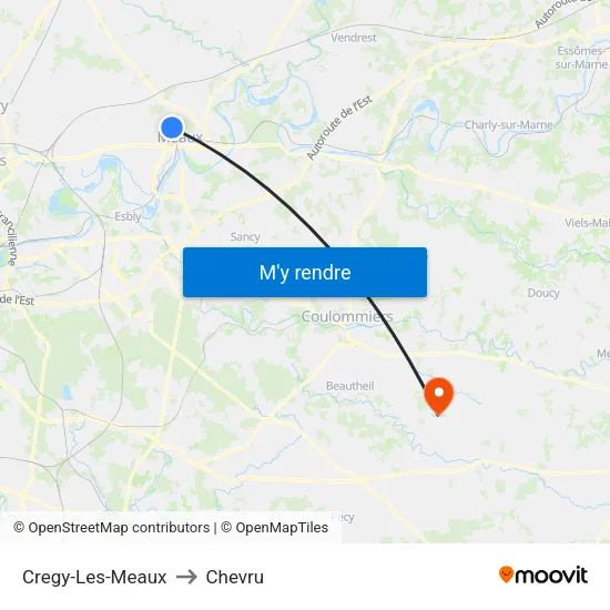 Cregy-Les-Meaux to Chevru map